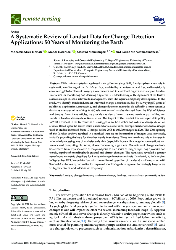 (PDF) A Systematic Review of Landsat Data for Change Detection ...