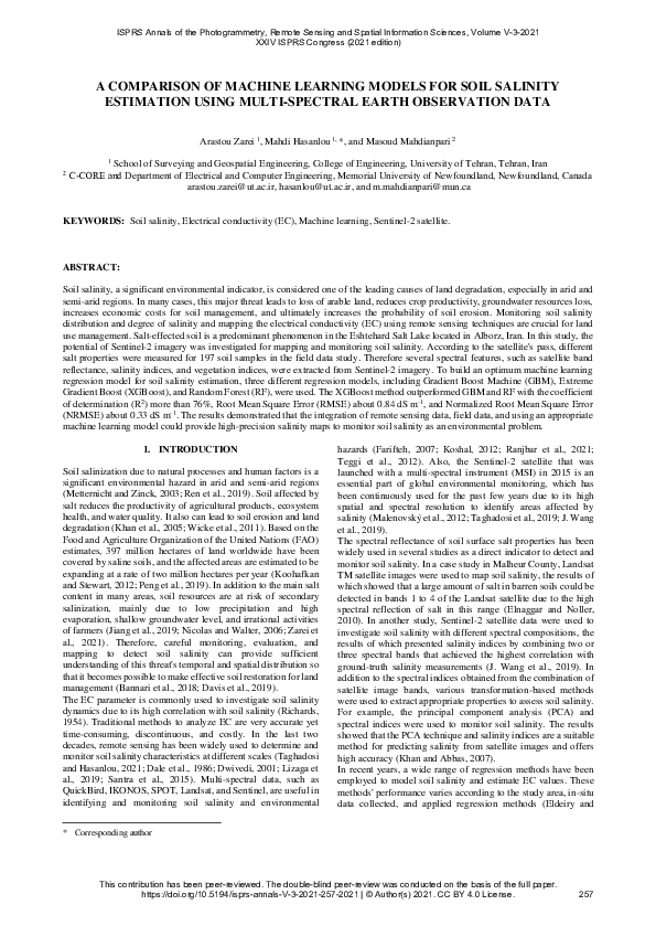 (PDF) A Comparison of Machine Learning Models for Soil Salinity ...