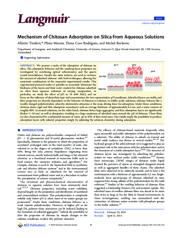 (PDF) Mechanism of Chitosan Adsorption on Silica from Aqueous Solutions