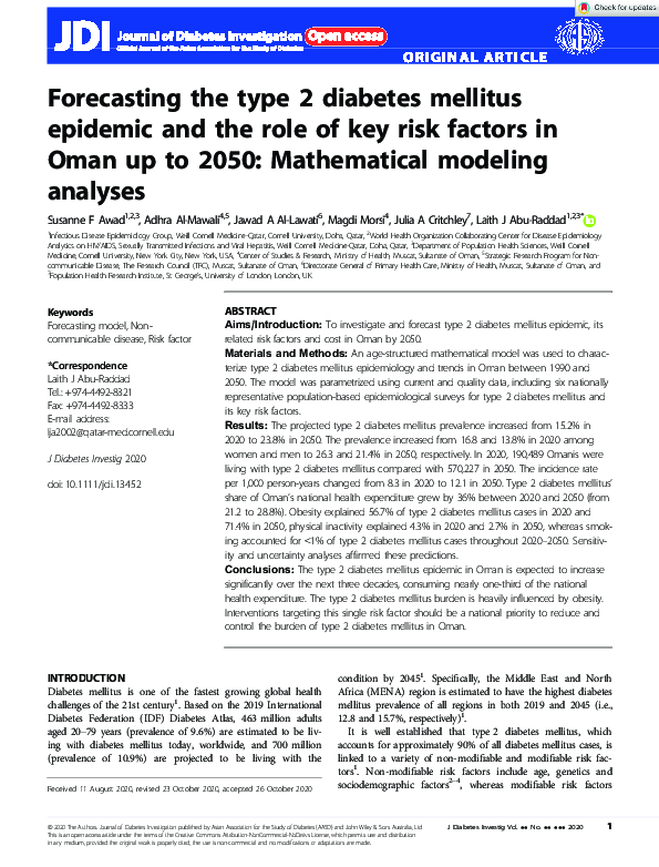 (PDF) Forecasting the type 2 diabetes mellitus epidemic and the role of ...