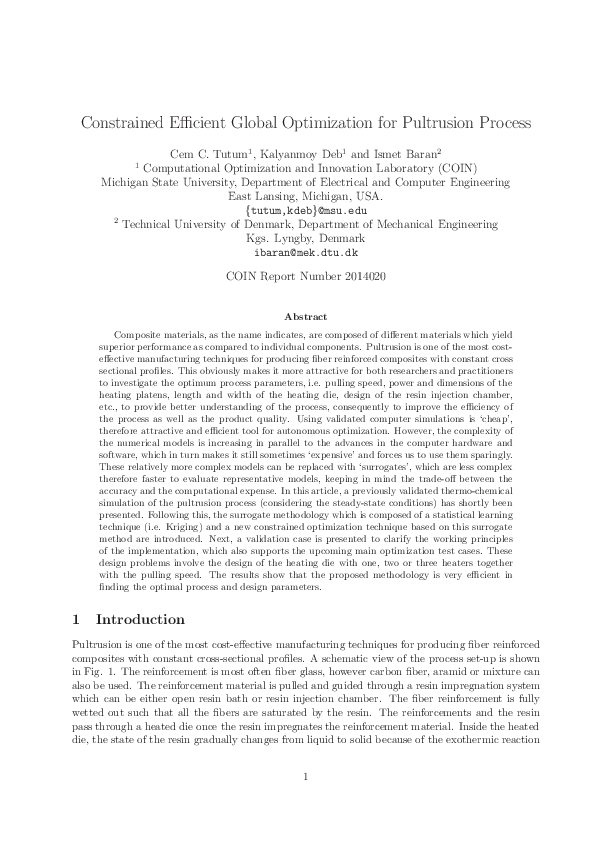 (PDF) Constrained Efficient Global Optimization for Pultrusion Process