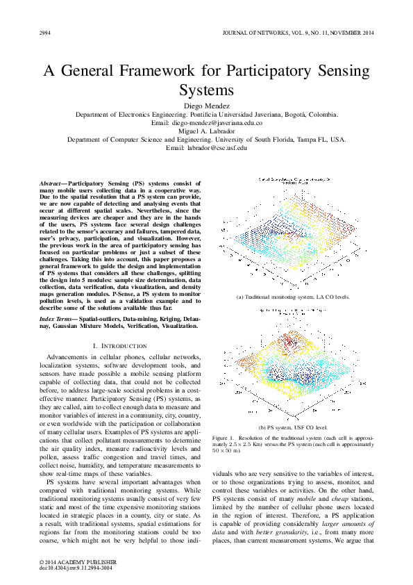 (PDF) A General Framework for Participatory Sensing Systems