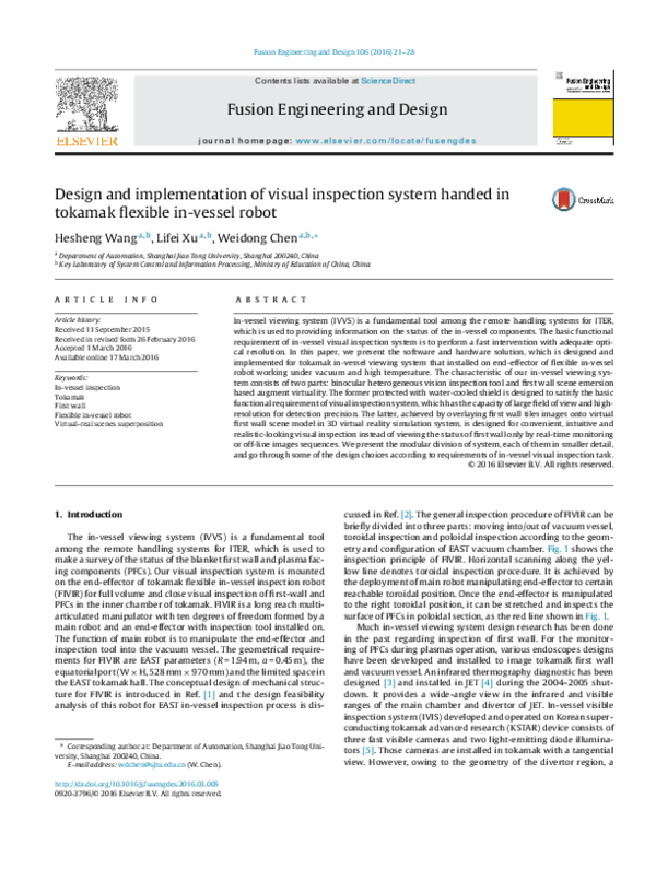 (PDF) Design and Implementation of Visual Inspection System in ...