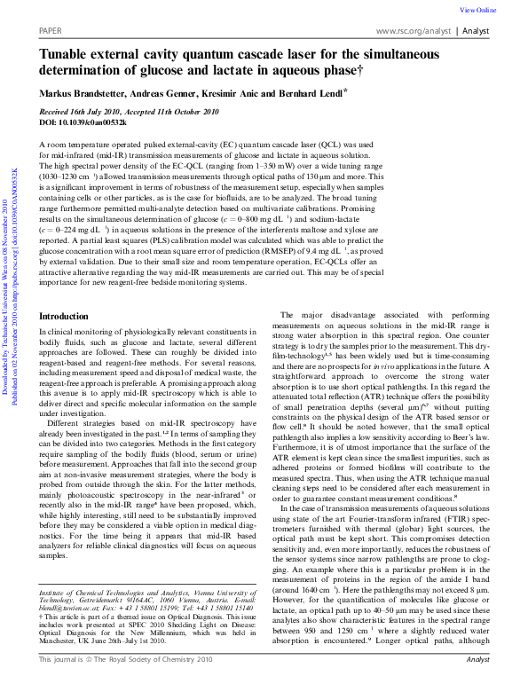 (PDF) Tunable external cavity quantum cascade laser for the ...