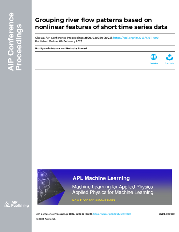 (PDF) Grouping river flow patterns based on nonlinear features of short ...