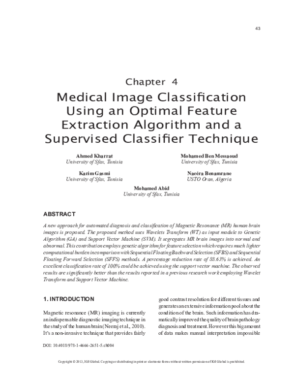 (PDF) Medical Image Classification Using an Optimal Feature Extraction ...