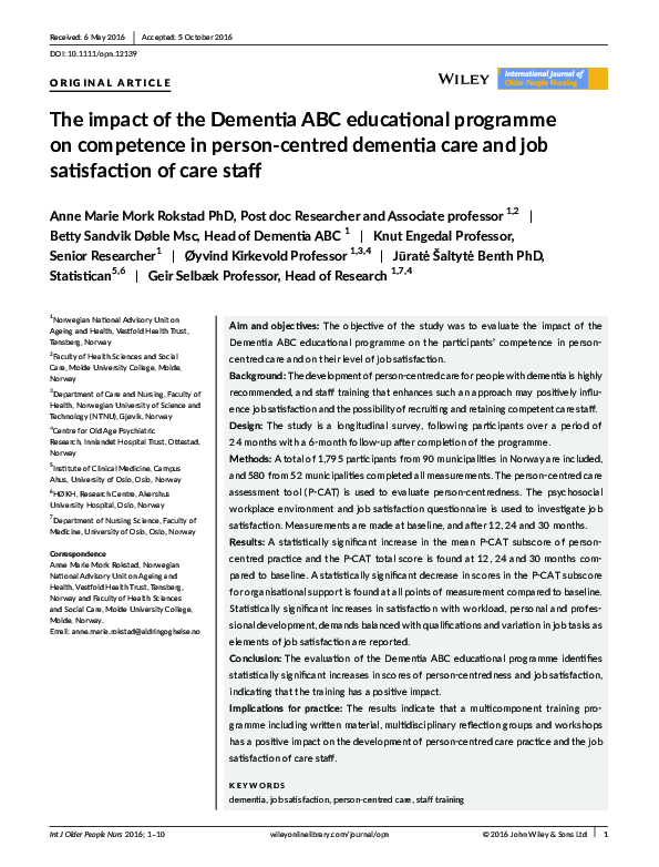 (PDF) The impact of the Dementia ABC educational programme on ...