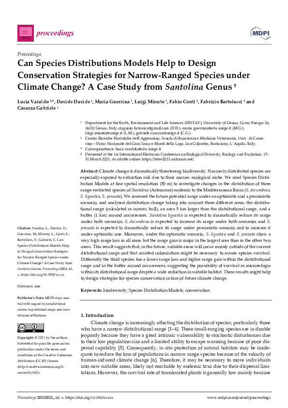 (PDF) Can Species Distributions Models Help to Design Conservation ...