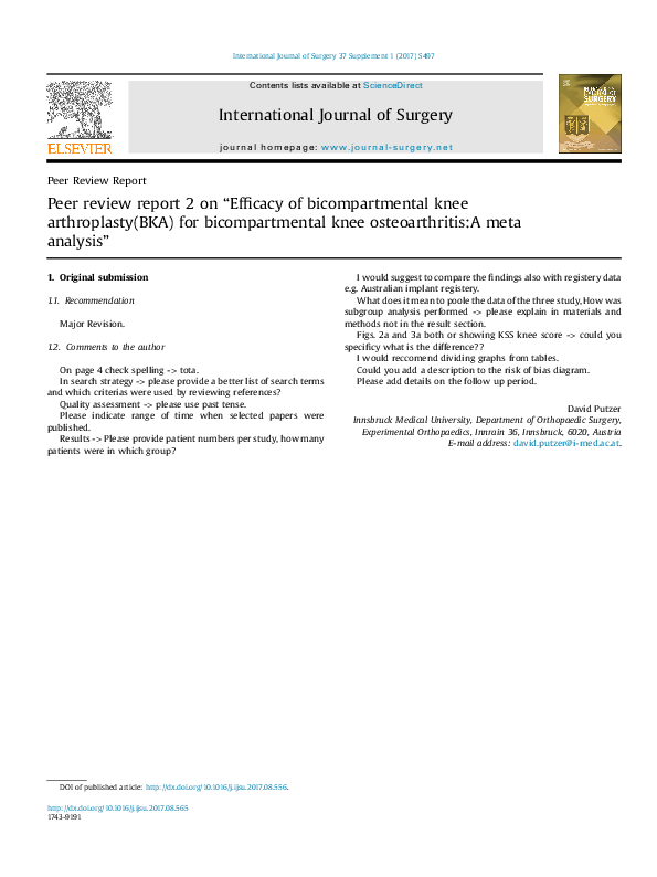 (PDF) Peer review report 2 on “Efficacy of bicompartmental knee ...