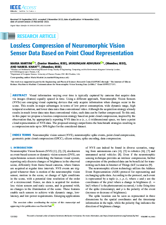 (PDF) Lossless Compression of Neuromorphic Vision Sensor Data Based on ...