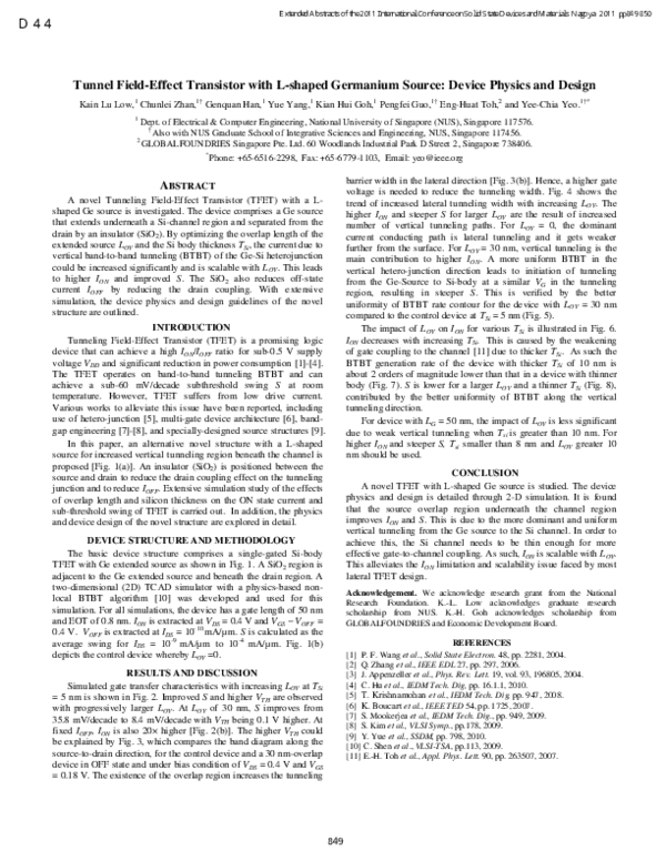 (PDF) Tunnel Field-Effect Transistor with L-shaped Germanium Source ...
