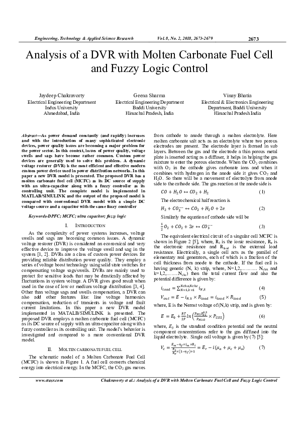 (PDF) Analysis of a DVR with Molten Carbonate Fuel Cell and Fuzzy Logic ...