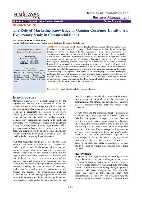 (PDF) The Role of Marketing Knowledge in Gaining Customer Loyalty: An ...