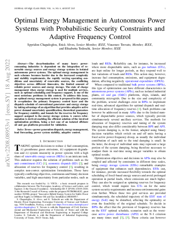 (PDF) Optimal Energy Management in Autonomous Power Systems with ...