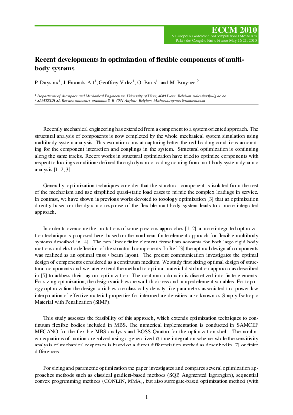 (PDF) Recent developments in optimization of flexible components of ...