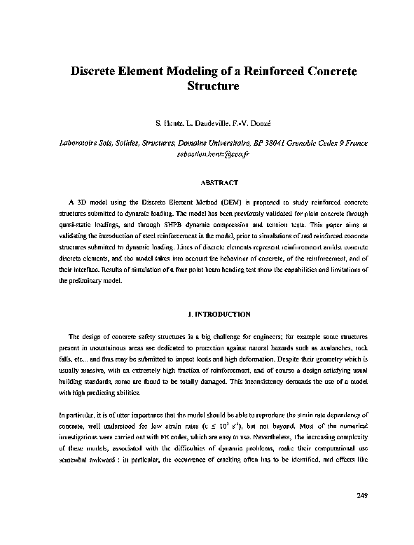 (PDF) Discrete Element Modeling of a Reinforced Concrete Structure