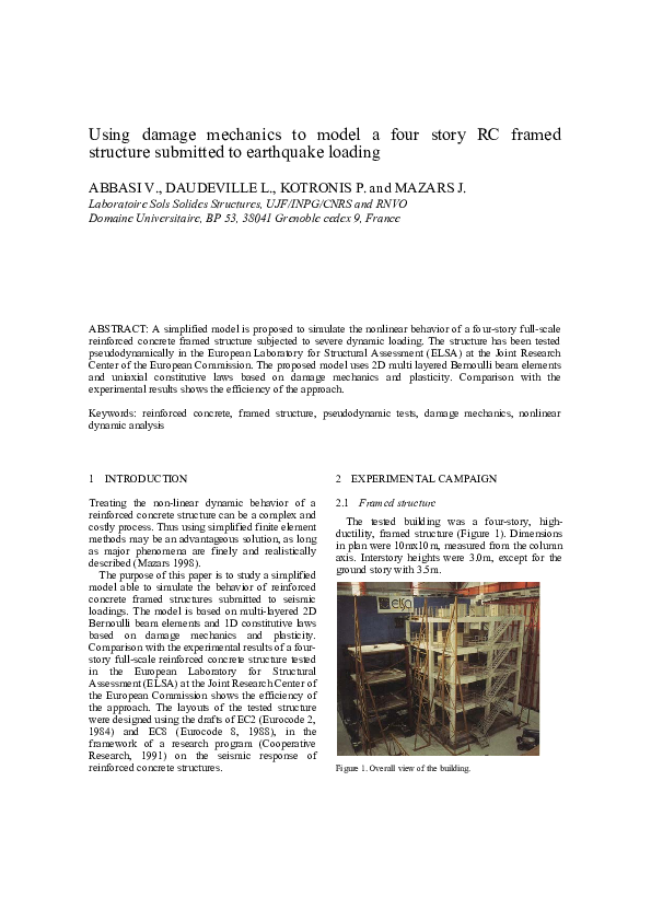 (PDF) Using damage mechanics to model a four story RC framed structure ...
