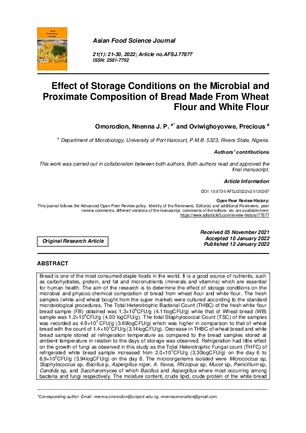 (PDF) Effect of Storage Conditions on the Microbial and Proximate ...