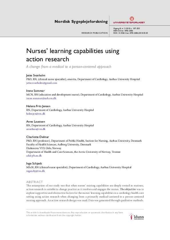 (PDF) Nurses’ learning capabilities using action research Charlotte