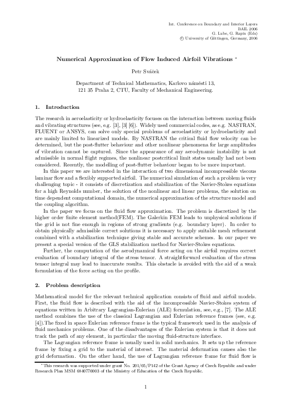 (PDF) Numerical Approximation of Flow Induced Airfoil Vibrations