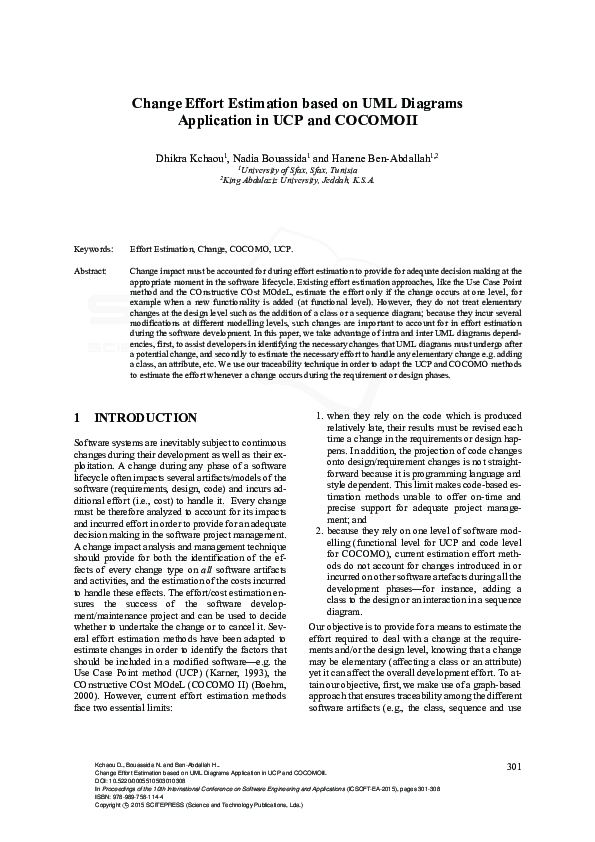 (PDF) Change Effort Estimation based on UML Diagrams Application in UCP ...