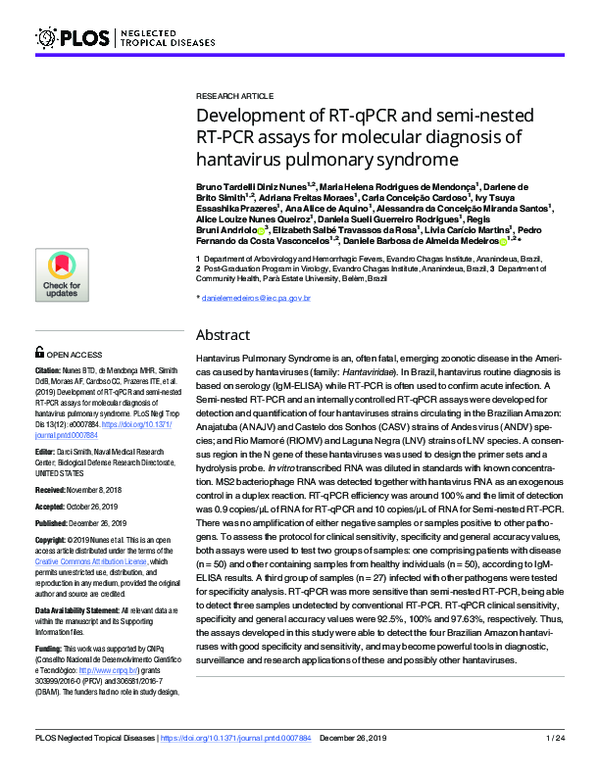 (PDF) Development of RT-qPCR and semi-nested RT-PCR assays for ...