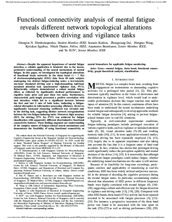 (PDF) Functional Connectivity Analysis of Mental Fatigue Reveals ...