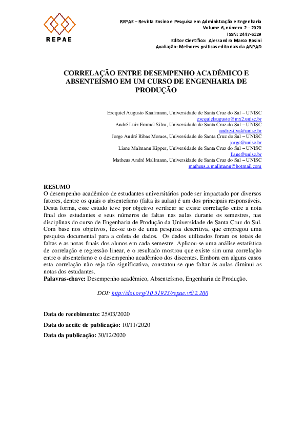 (PDF) Correlation between academic performance and absenteeism in a ...