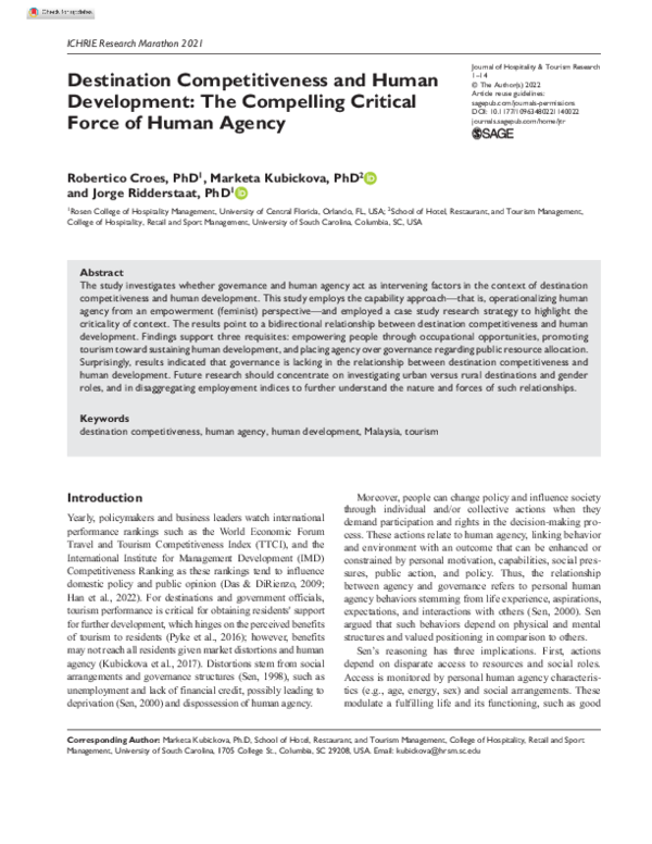 (PDF) Destination Competitiveness and Human Development: The Compelling ...