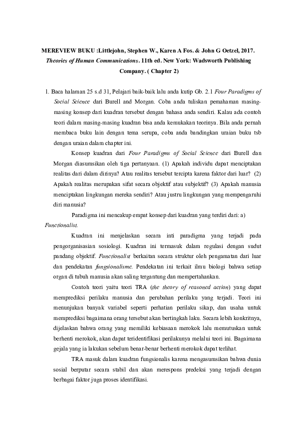(DOC) Tugas Teori Komunikasi II Review Buku Theories of Human ...