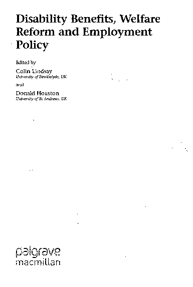 Disability benefits, welfare reform and employment policy