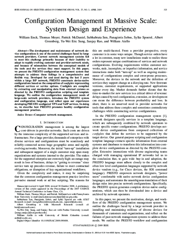 (PDF) Configuration management at massive scale: system design and ...