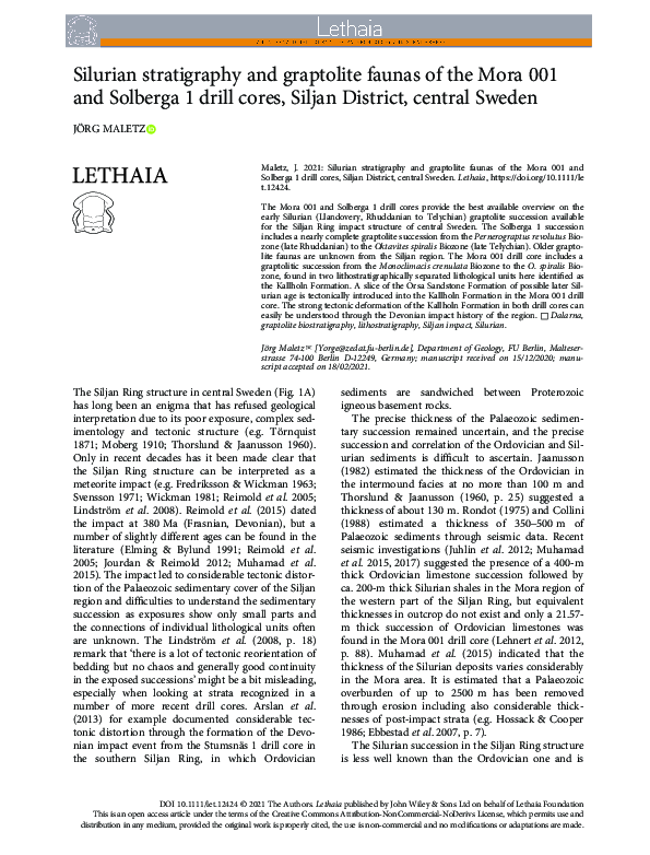 (PDF) Silurian stratigraphy and graptolite faunas of the Mora 001 and ...