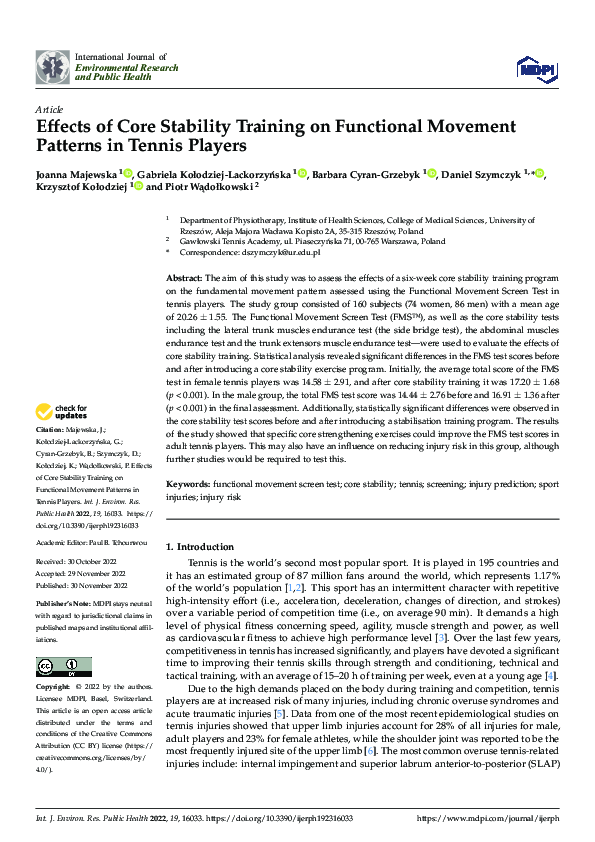 (PDF) Effects of Core Stability Training on Functional Movement ...