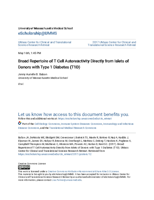 (PDF) Broad Repertoire of T Cell Autoreactivity Directly from Islets of ...