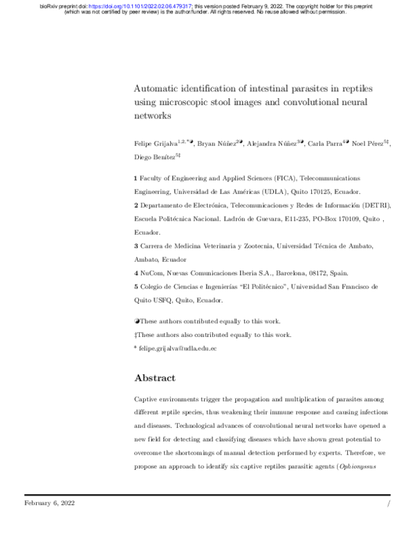 (PDF) Automatic identification of intestinal parasites in reptiles