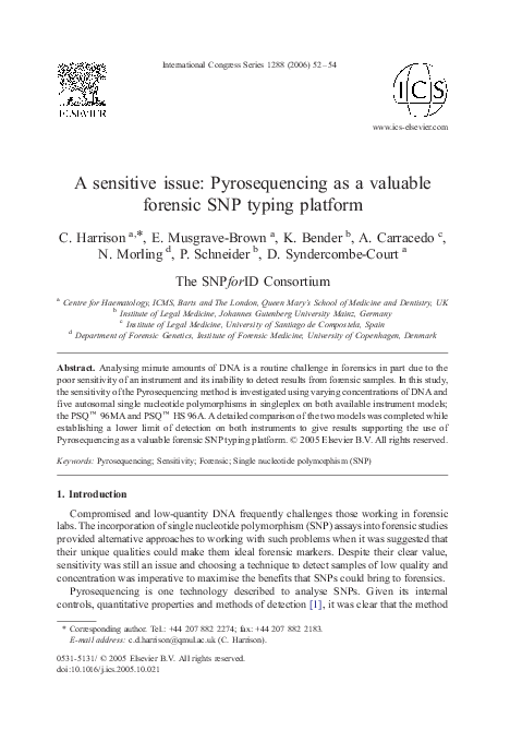 (PDF) A sensitive issue: Pyrosequencing as a valuable forensic SNP ...