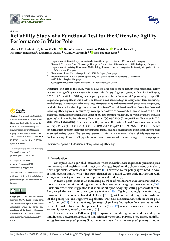 (PDF) Reliability Study of a Functional Test for the Offensive Agility ...