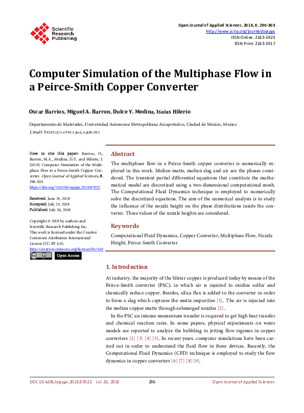 (PDF) Computer Simulation of the Multiphase Flow in a PeirceSmith