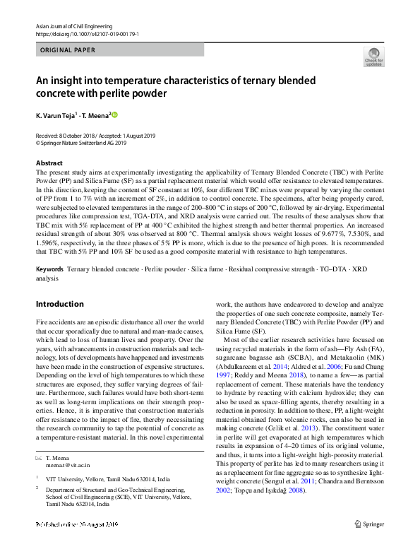 (PDF) An insight into temperature characteristics of ternary blended concrete with perlite