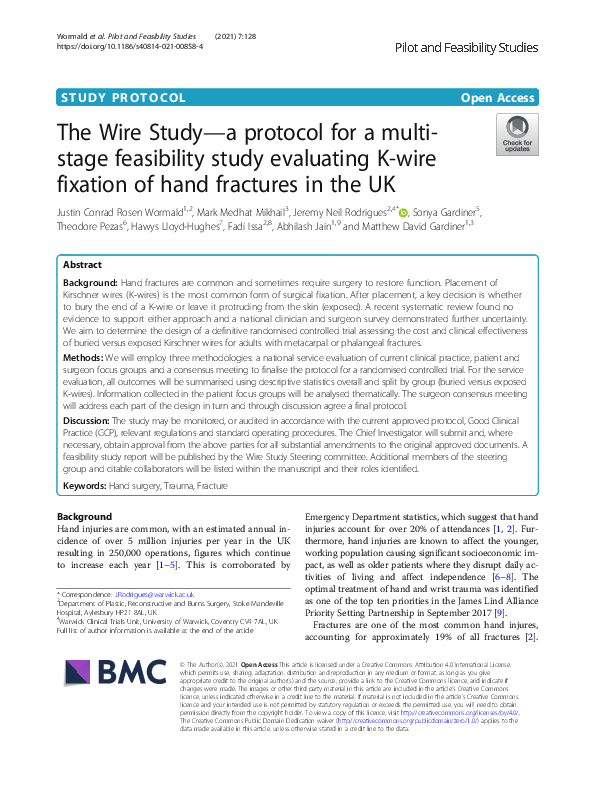 (PDF) The Wire Study—a protocol for a multi-stage feasibility study ...