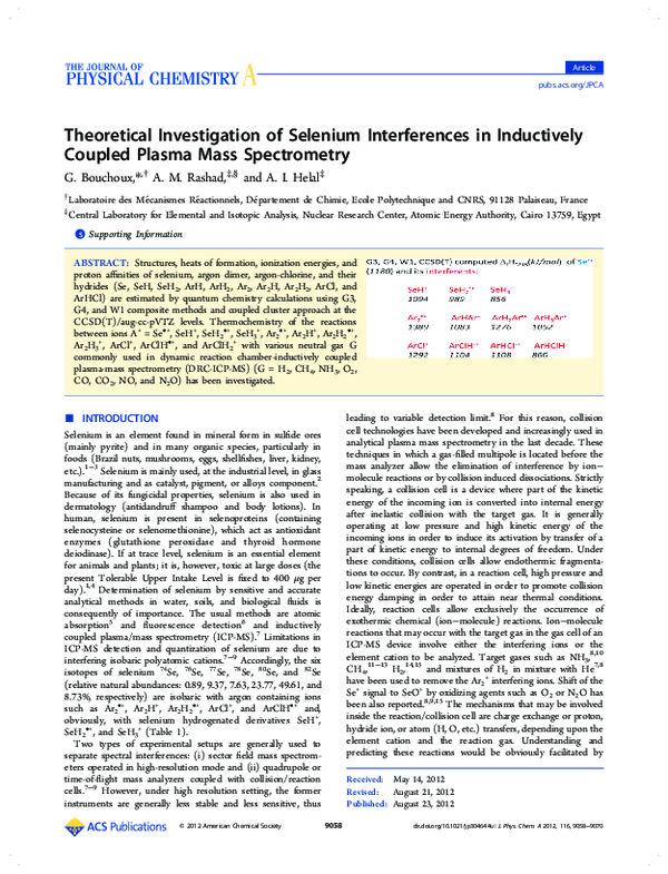 (PDF) Theoretical Investigation of Selenium Interferences in ...