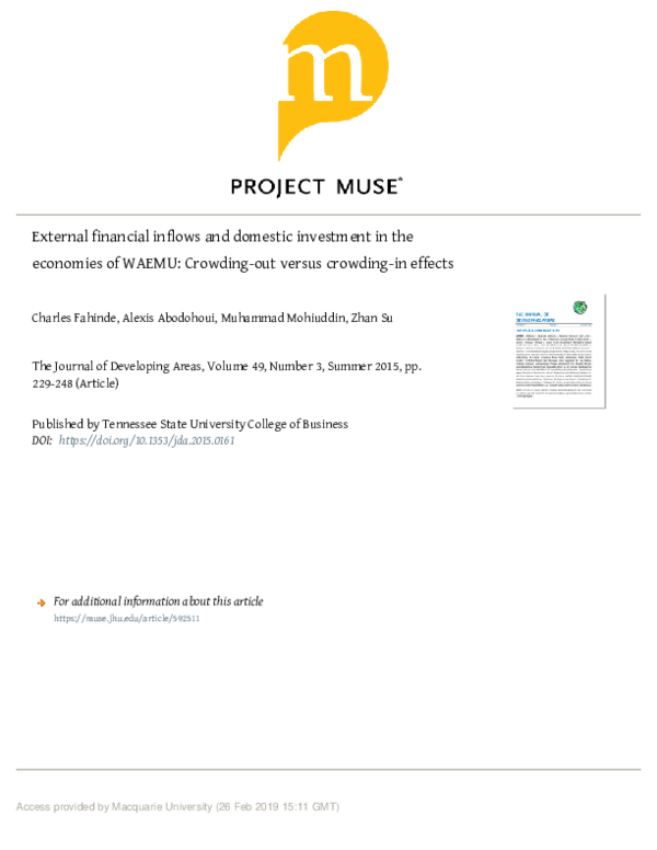 (PDF) External financial inflows and domestic investment in the ...