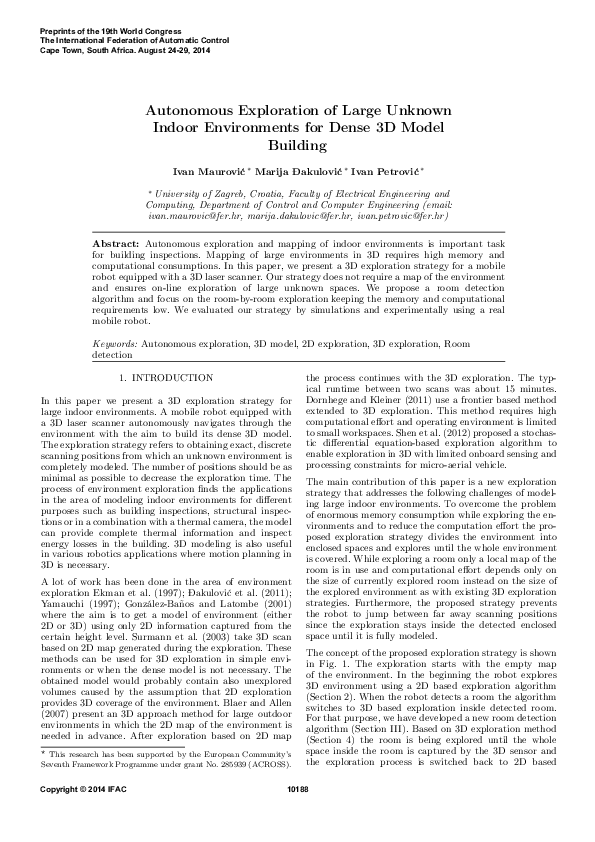 (PDF) Autonomous Exploration of Large Unknown Indoor Environments for ...