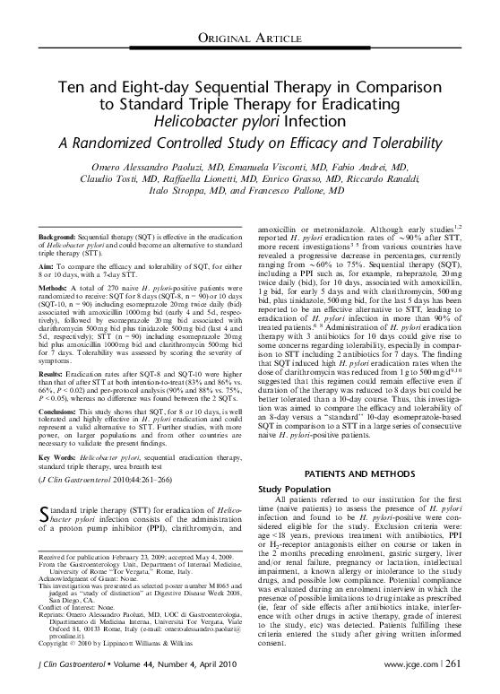 (PDF) Ten and Eight-day Sequential Therapy in Comparison to Standard ...