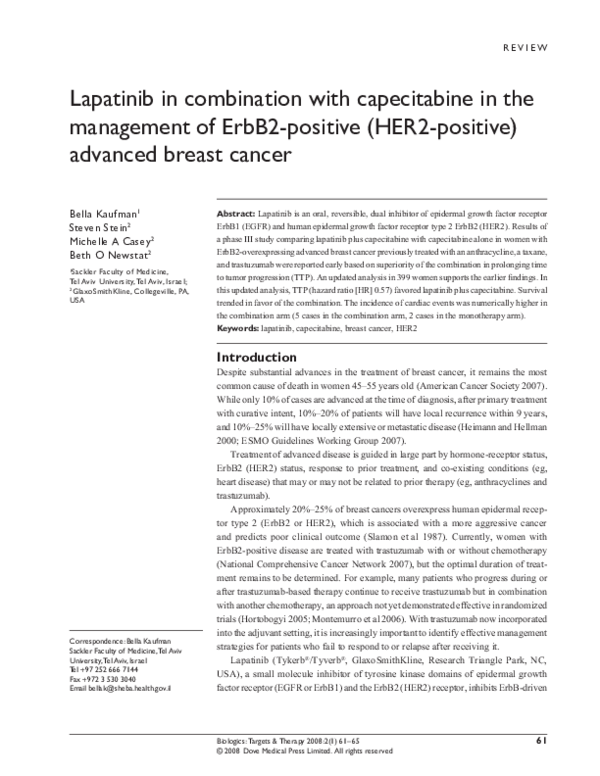 (PDF) Lapatinib in combination with capecitabine in the management of ...