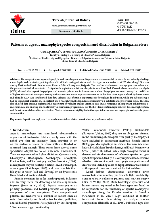 (PDF) Patterns of aquatic macrophyte species composition and ...