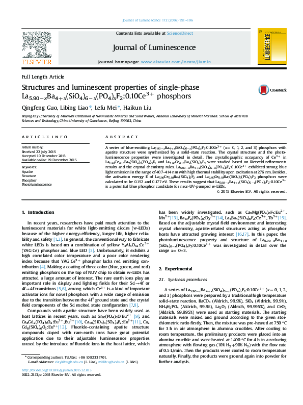 (PDF) Structures and luminescent properties of single-phase La 5.90−x ...