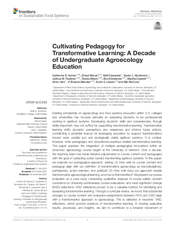 (PDF) Cultivating Pedagogy for Transformative Learning: A Decade of ...