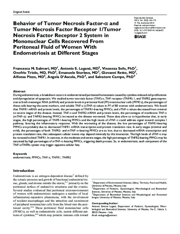 (PDF) Behavior of Tumor Necrosis Factor-α and Tumor Necrosis Factor ...